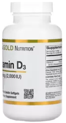 Vitamina D3 50 mcg (2.000 UI) - California Gold Nutrition (360 Cápsulas)