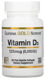 Vitamina D3 125 mcg (5.000 UI) - California Gold Nutrition (90 Cápsulas)
