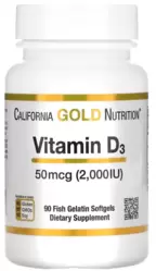 Vitamina D3 50 mcg (2.000 UI) - California Gold Nutrition (90 Cápsulas)