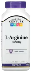 L-Arginina 1000mg - 21st Century (100 Cápsulas)