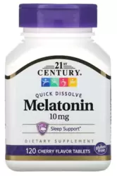 Melatonina 10mg Rápida Dissolução Sabor Cereja - 21st Century (120 Cápsulas)