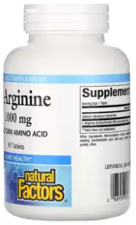 L-Arginina 1.000 mg - Natural Factors (90 Cápsulas)