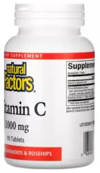 Vitamina C com Bioflavonoides e Rosa Mosqueta, 1.000mg - Natural Factors (90 Cápsulas)