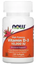 Vitamina D3 Alta Potência (10.000 UI) - Now Foods (120 Cápsulas)